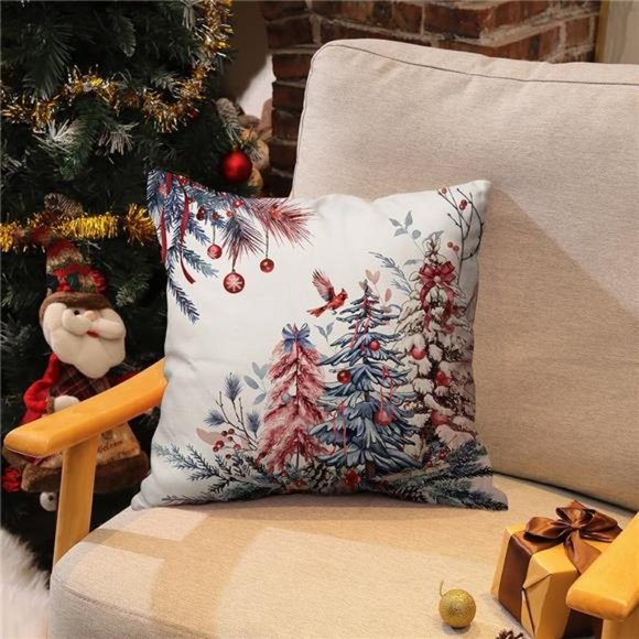 18x18 Inch Pillow Covers, Set Of 2 Decorative Satin  Set of 2 Christmas Pillow Covers 18x18 Inch |  Pink Blue | Christmas Decorations